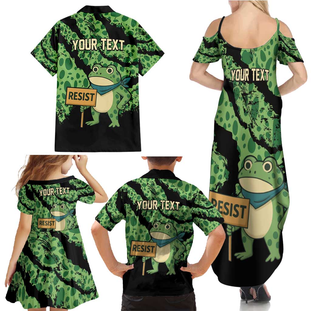 Personalized Portland Frog Resist Family Matching Summer Maxi Dress and Hawaiian Shirt Frogs Against Fascism - Wonder Print Shop