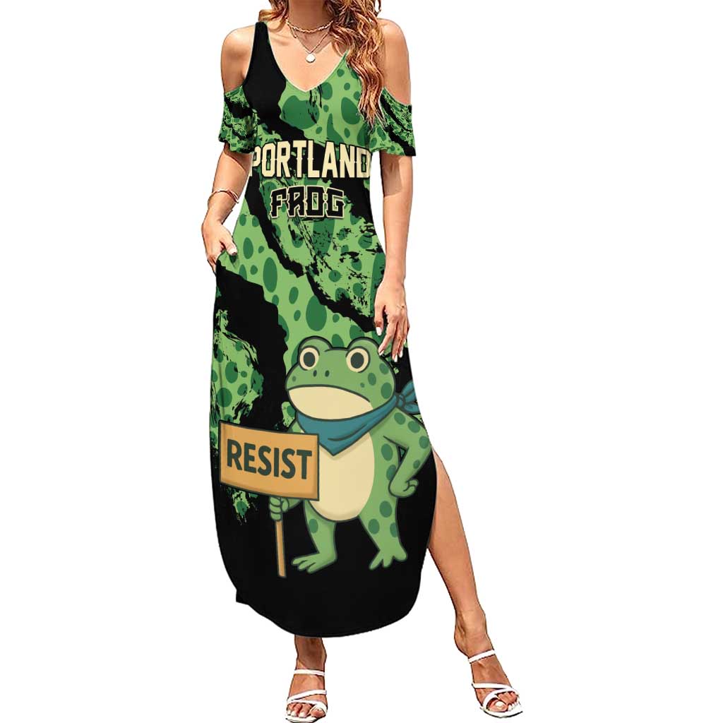Personalized Portland Frog Resist Family Matching Summer Maxi Dress and Hawaiian Shirt Frogs Against Fascism - Wonder Print Shop