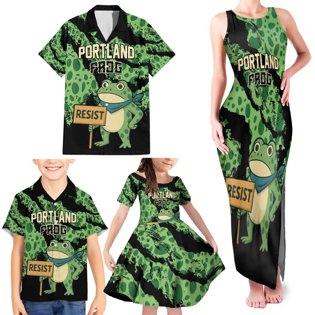 Personalized Portland Frog Resist Family Matching Tank Maxi Dress and Hawaiian Shirt Frogs Against Fascism - Wonder Print Shop