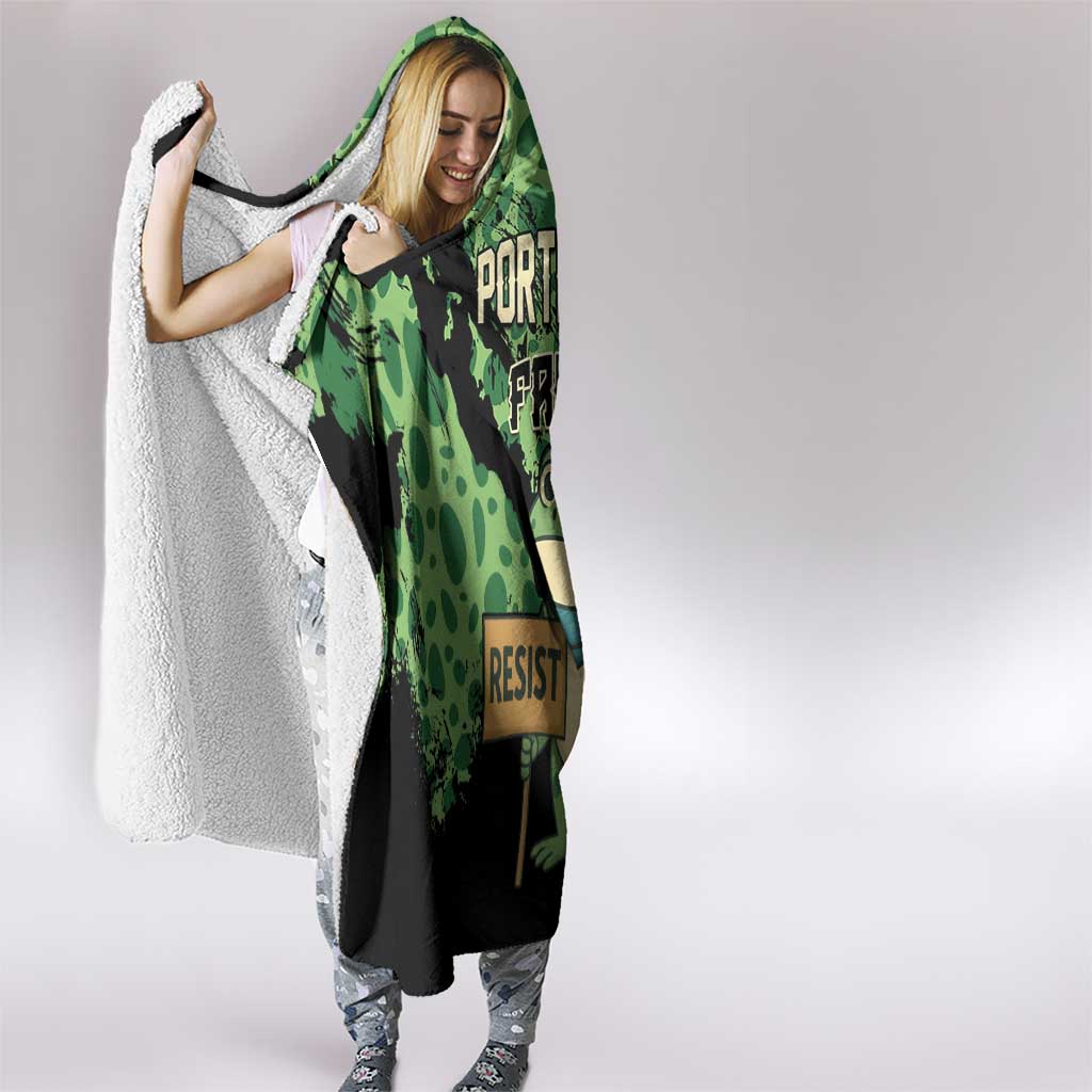 Portland Frog Resist Hooded Blanket Frogs Against Fascism - Wonder Print Shop