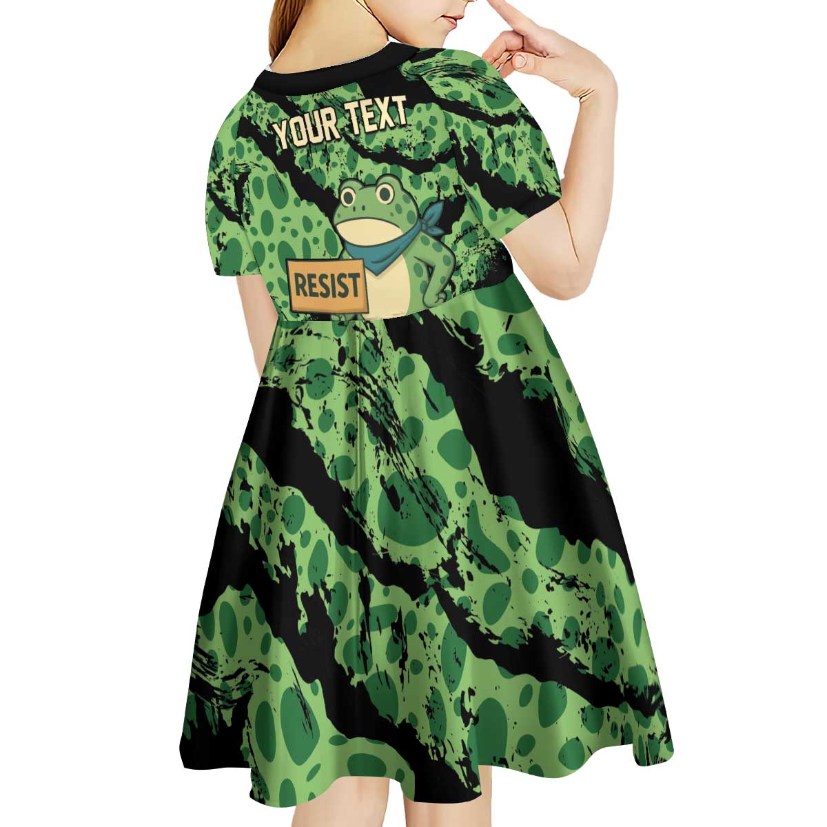 Personalized Portland Frog Resist Kid Short Sleeve Dress Frogs Against Fascism - Wonder Print Shop