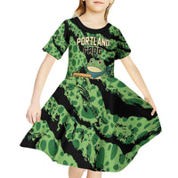 Personalized Portland Frog Resist Kid Short Sleeve Dress Frogs Against Fascism - Wonder Print Shop