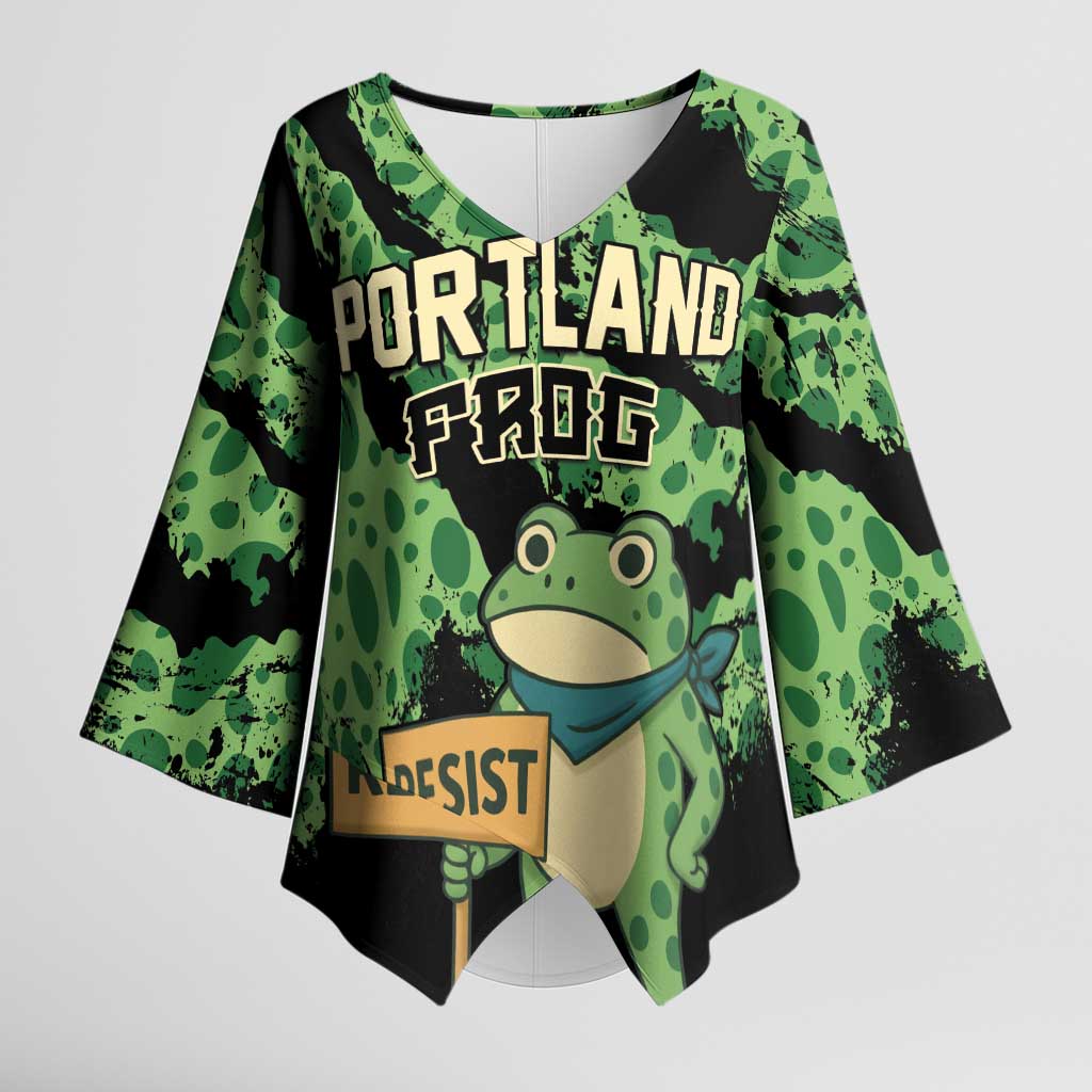 Personalized Portland Frog Resist Kimono Sleeve Blouse Frogs Against Fascism - Wonder Print Shop
