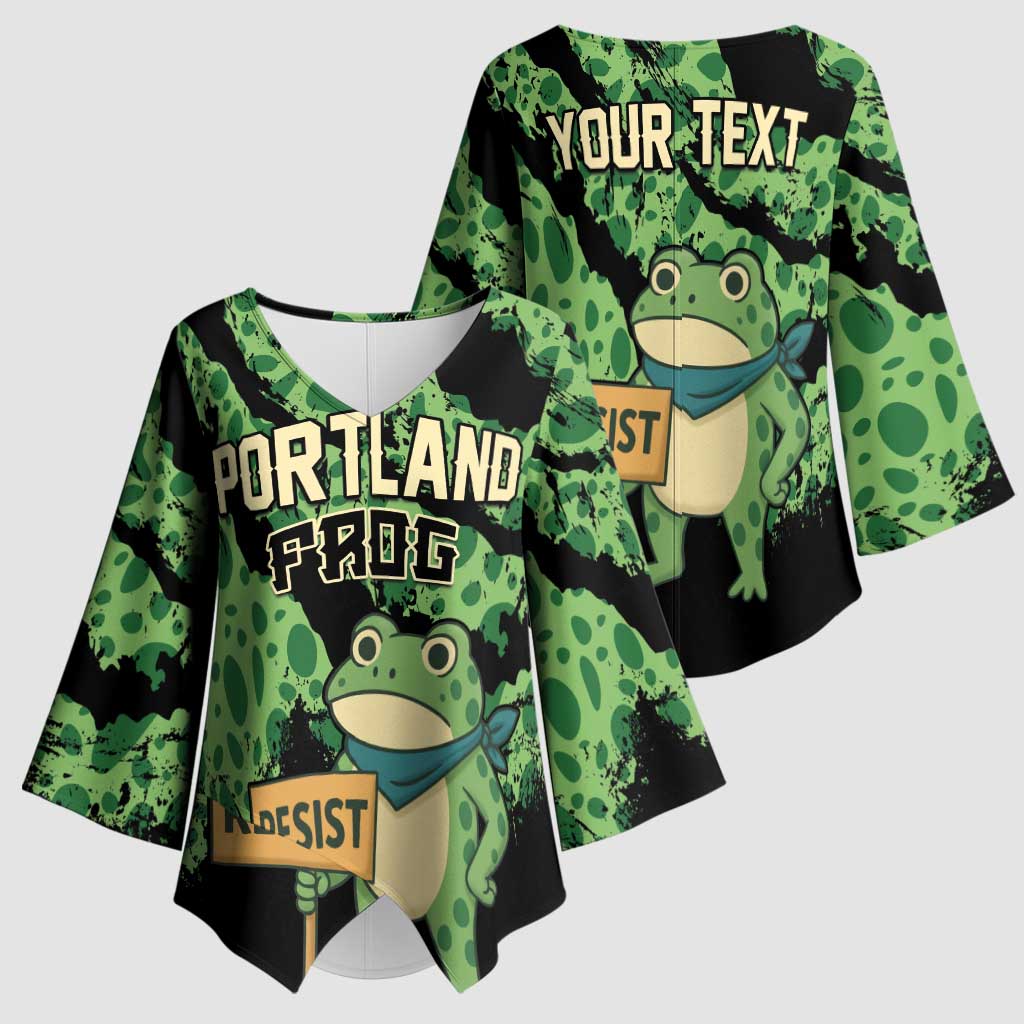 Personalized Portland Frog Resist Kimono Sleeve Blouse Frogs Against Fascism - Wonder Print Shop
