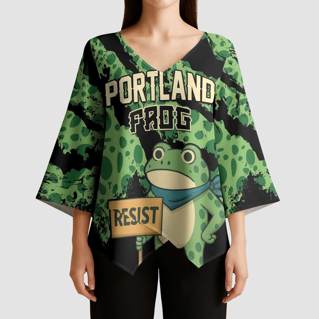 Personalized Portland Frog Resist Kimono Sleeve Blouse Frogs Against Fascism - Wonder Print Shop