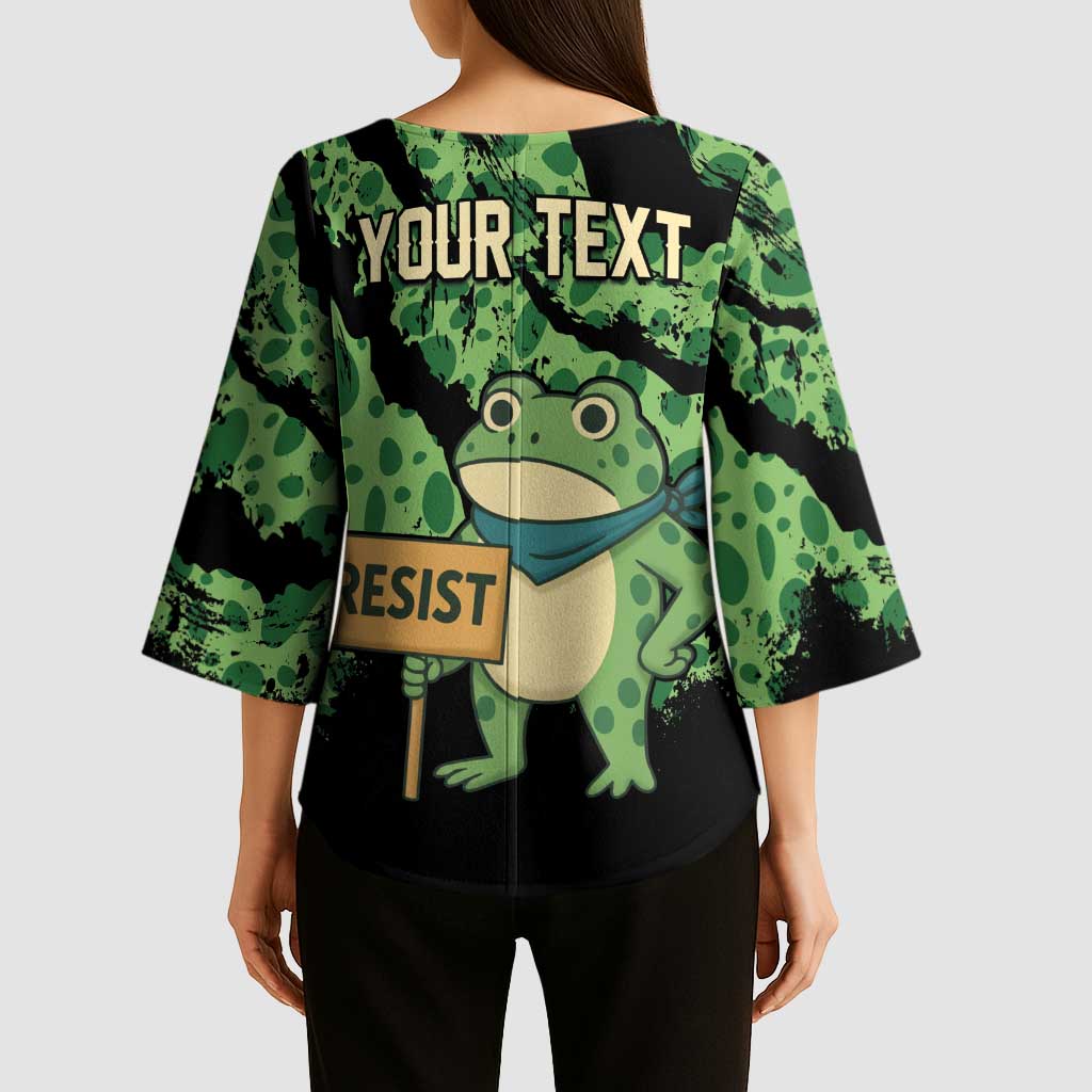 Personalized Portland Frog Resist Kimono Sleeve Blouse Frogs Against Fascism - Wonder Print Shop