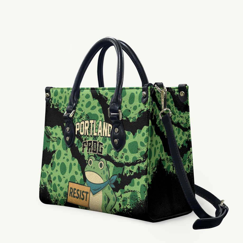 Portland Frog Resist Leather Bag Frogs Against Fascism - Wonder Print Shop