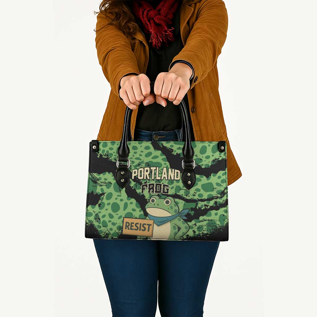 Portland Frog Resist Leather Bag Frogs Against Fascism - Wonder Print Shop
