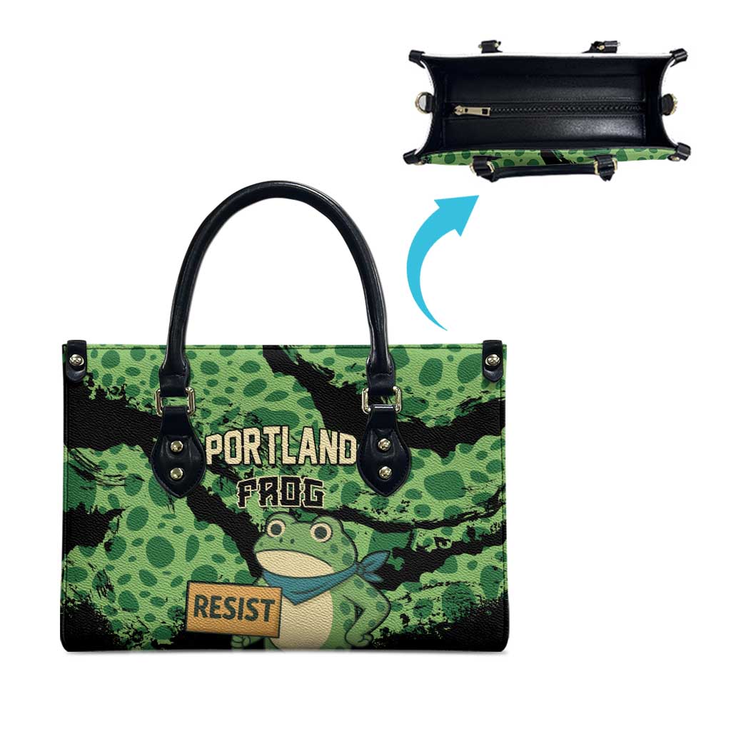 Portland Frog Resist Leather Bag Frogs Against Fascism - Wonder Print Shop