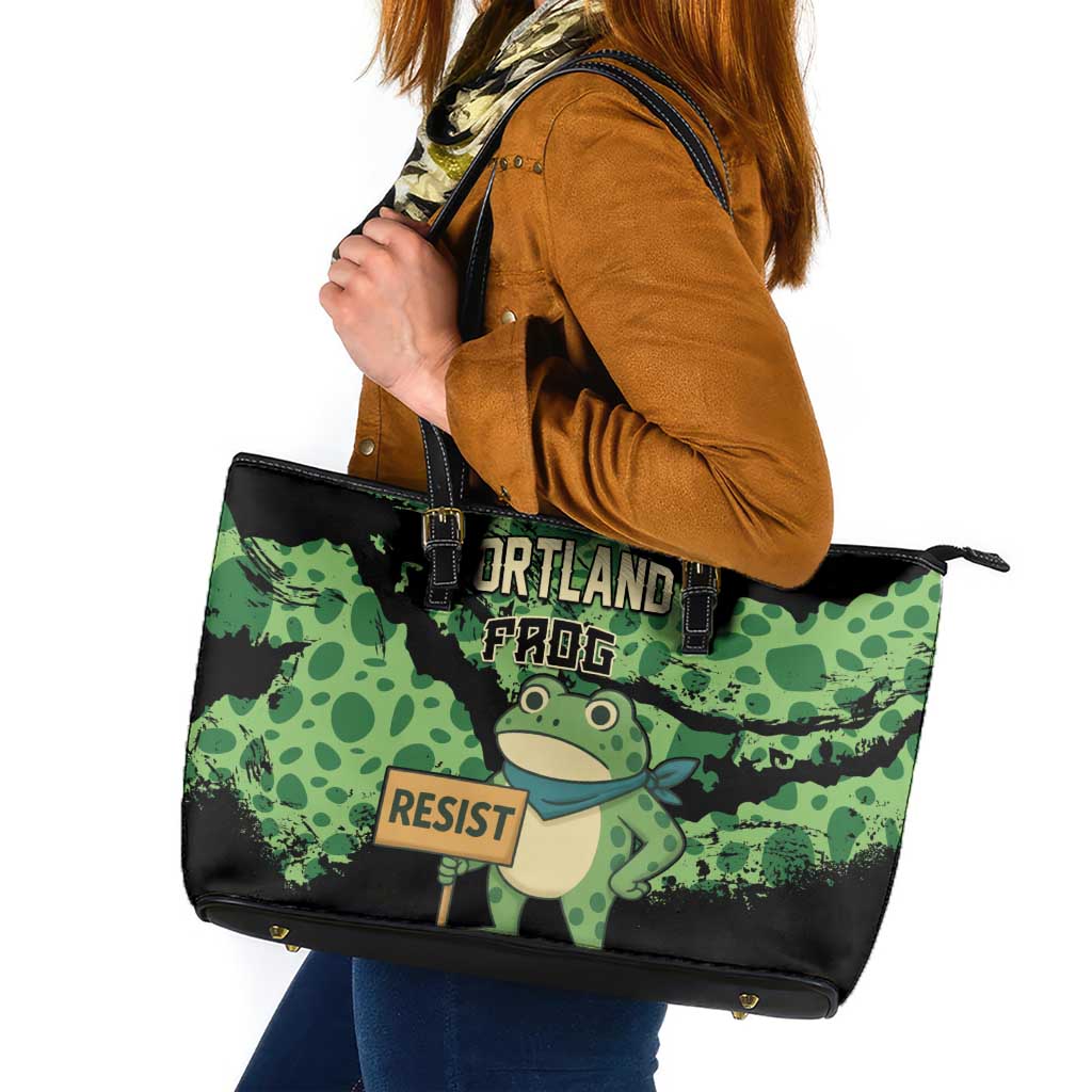 Portland Frog Resist Leather Tote Bag Frogs Against Fascism - Wonder Print Shop