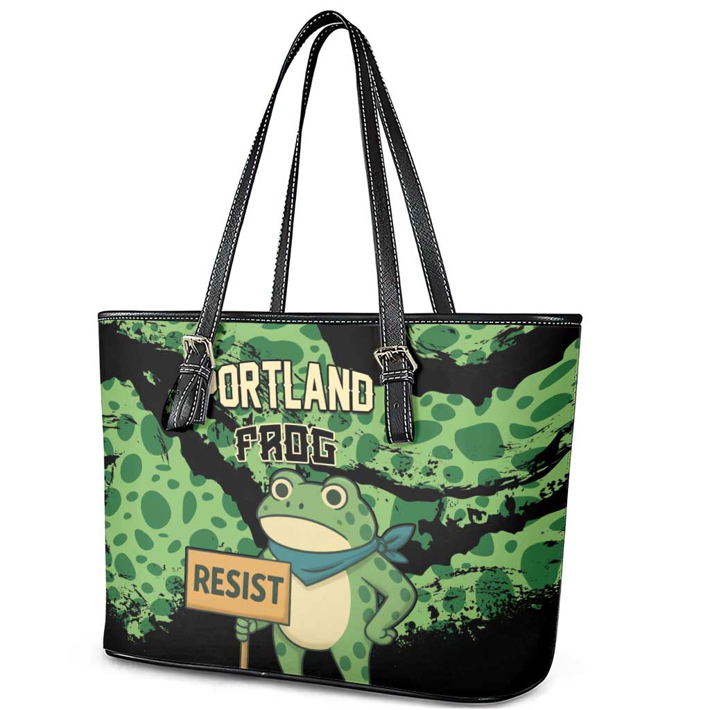 Portland Frog Resist Leather Tote Bag Frogs Against Fascism - Wonder Print Shop