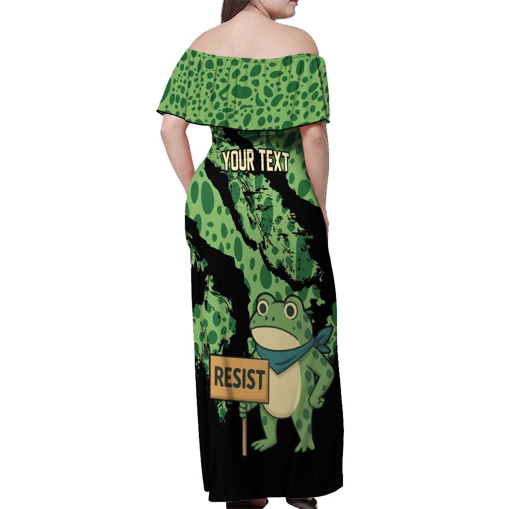 Personalized Portland Frog Resist Off Shoulder Maxi Dress Frogs Against Fascism - Wonder Print Shop