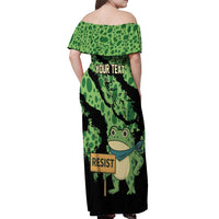Personalized Portland Frog Resist Off Shoulder Maxi Dress Frogs Against Fascism - Wonder Print Shop