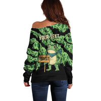 Personalized Portland Frog Resist Off Shoulder Sweater Frogs Against Fascism - Wonder Print Shop
