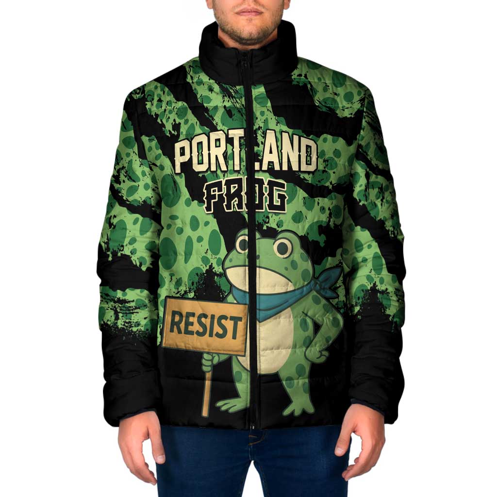 Personalized Portland Frog Resist Padded Jacket Frogs Against Fascism - Wonder Print Shop
