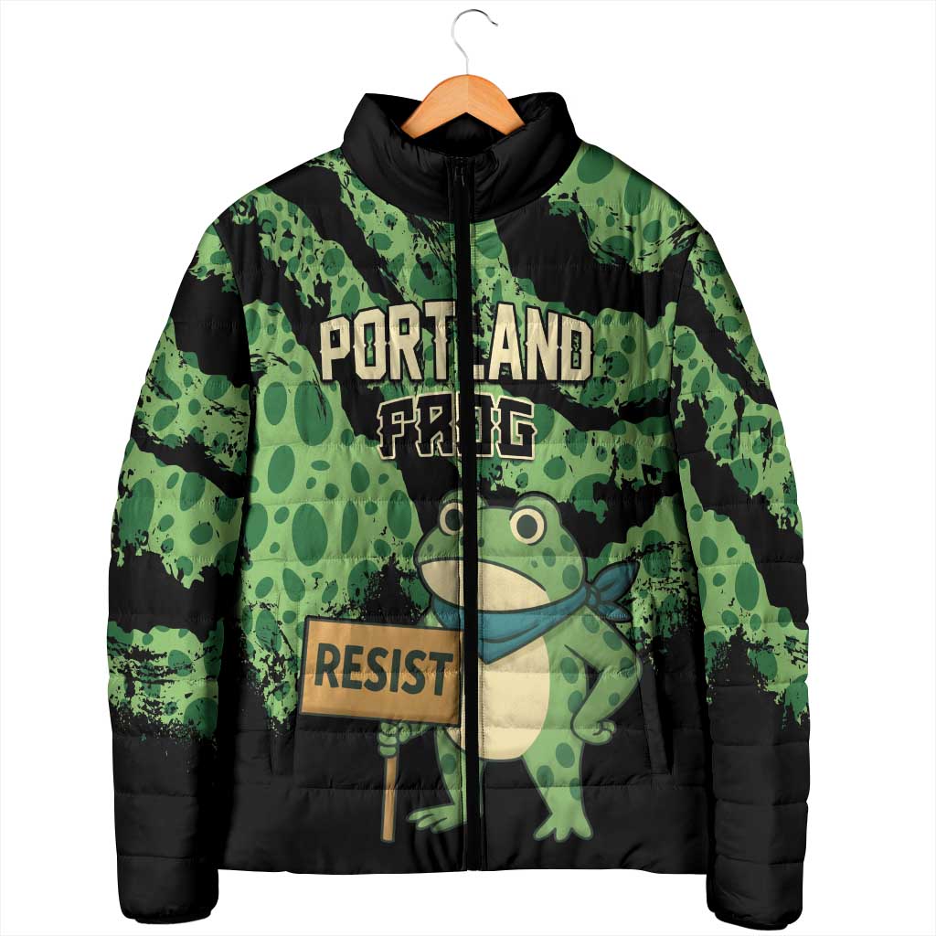 Personalized Portland Frog Resist Padded Jacket Frogs Against Fascism - Wonder Print Shop