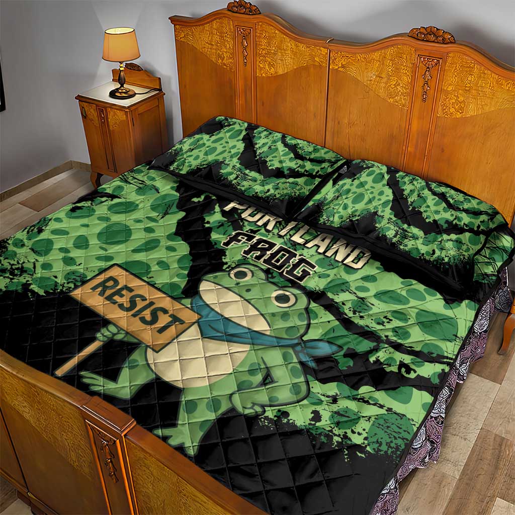 Portland Frog Resist Quilt Bed Set Frogs Against Fascism - Wonder Print Shop