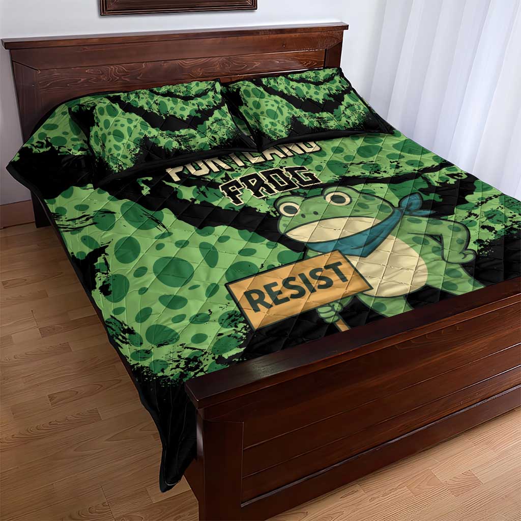Portland Frog Resist Quilt Bed Set Frogs Against Fascism - Wonder Print Shop