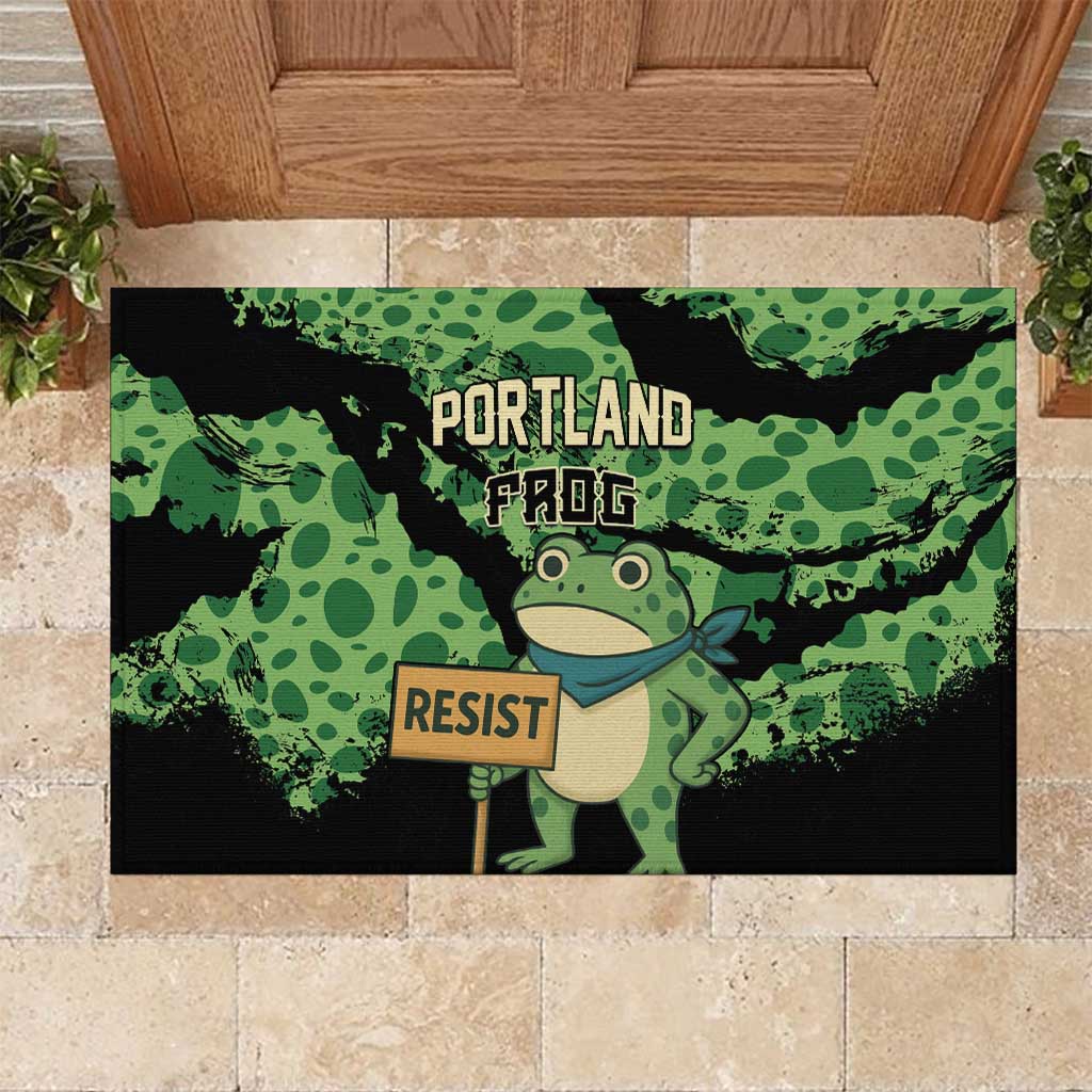 Portland Frog Resist Rubber Doormat Frogs Against Fascism - Wonder Print Shop