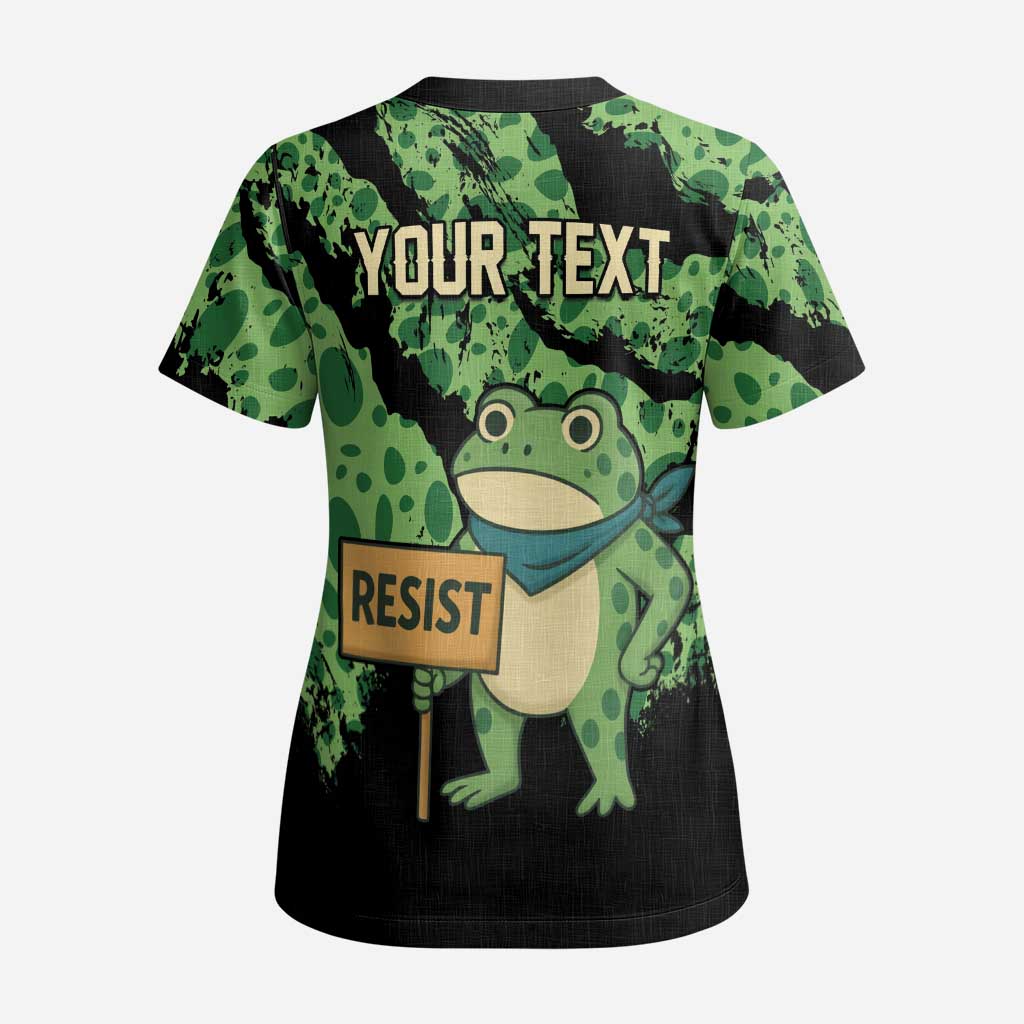 Personalized Portland Frog Resist Scrub Top Frogs Against Fascism - Wonder Print Shop