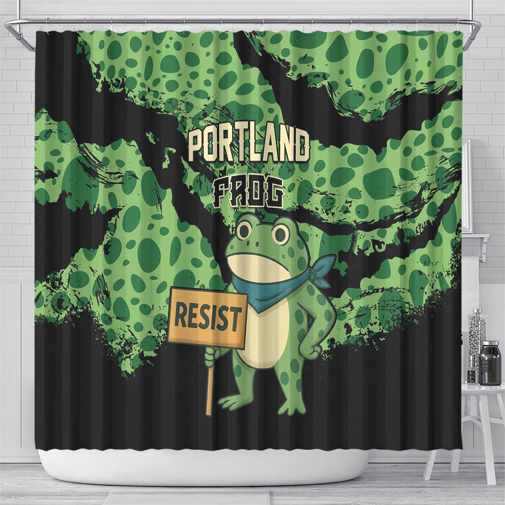 Portland Frog Resist Shower Curtain Frogs Against Fascism - Wonder Print Shop
