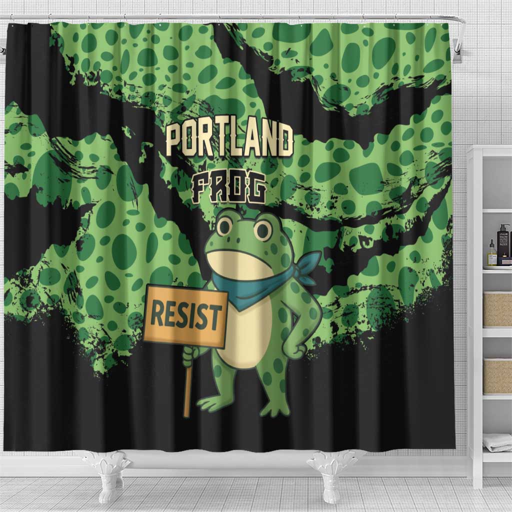 Portland Frog Resist Shower Curtain Frogs Against Fascism - Wonder Print Shop