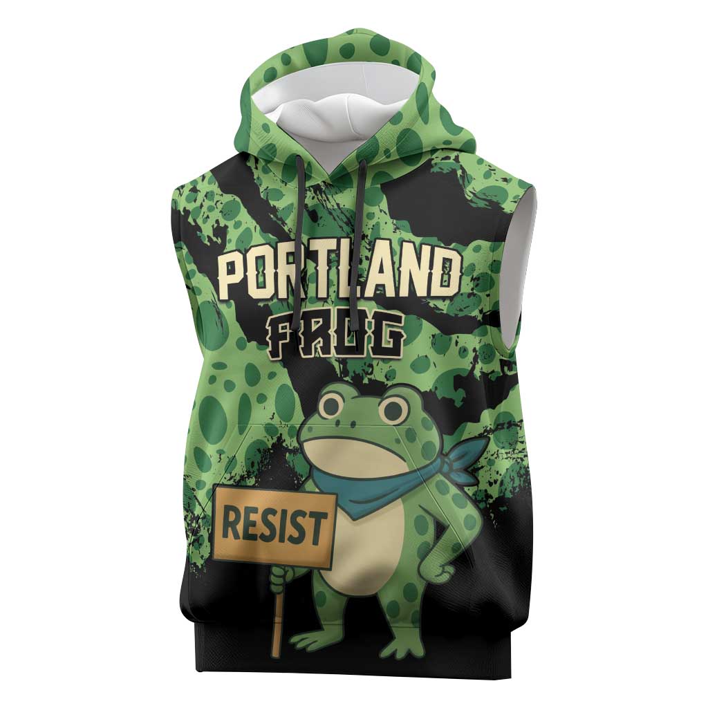 Personalized Portland Frog Resist Sleeveless Hoodie Frogs Against Fascism - Wonder Print Shop