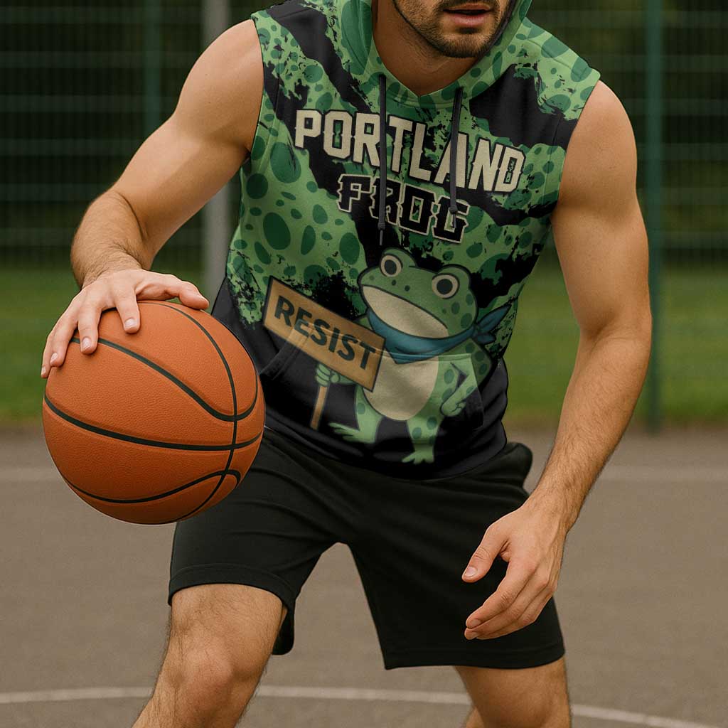 Personalized Portland Frog Resist Sleeveless Hoodie Frogs Against Fascism - Wonder Print Shop