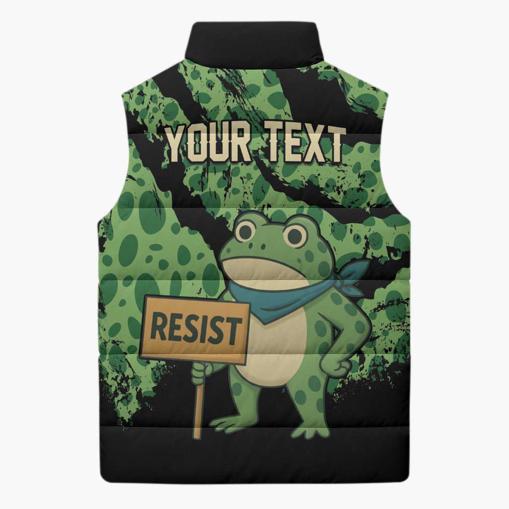 Personalized Portland Frog Resist Sleeveless Puffer Jacket Frogs Against Fascism - Wonder Print Shop