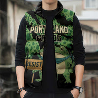 Personalized Portland Frog Resist Sleeveless Puffer Jacket Frogs Against Fascism - Wonder Print Shop