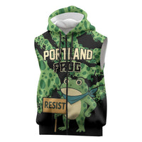 Personalized Portland Frog Resist Sleeveless Zip Hoodie Frogs Against Fascism - Wonder Print Shop