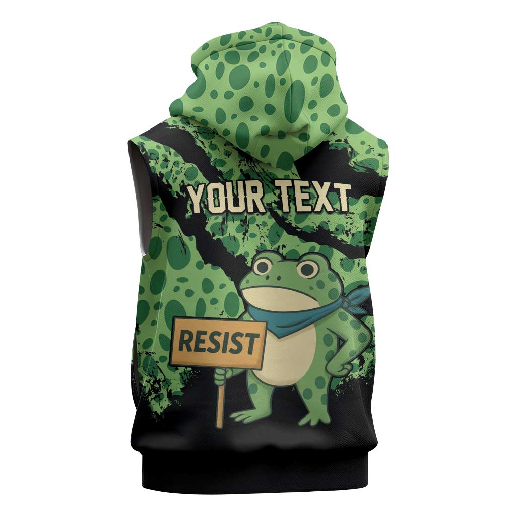 Personalized Portland Frog Resist Sleeveless Zip Hoodie Frogs Against Fascism - Wonder Print Shop