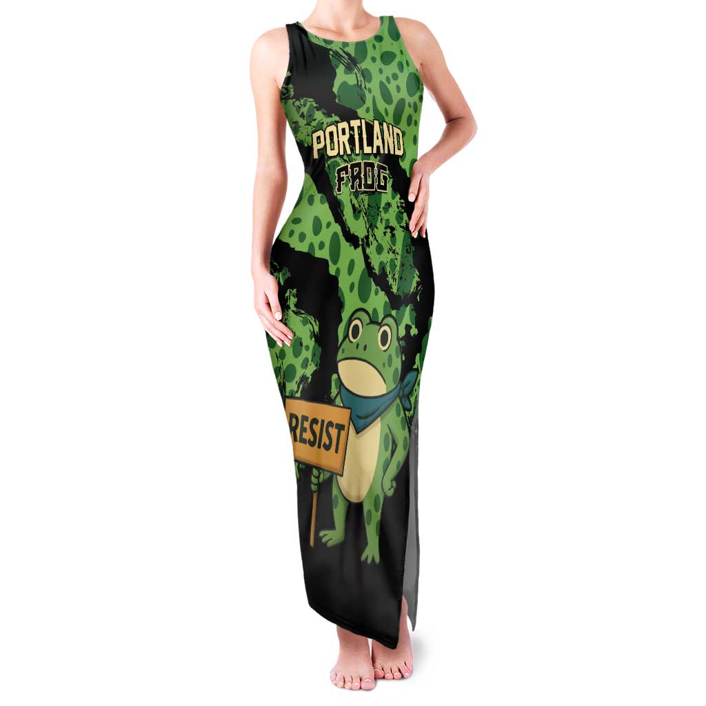 Personalized Portland Frog Resist Tank Maxi Dress Frogs Against Fascism - Wonder Print Shop