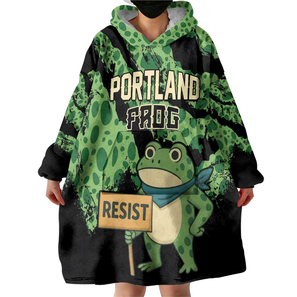 Personalized Portland Frog Resist Wearable Blanket Hoodie Frogs Against Fascism - Wonder Print Shop