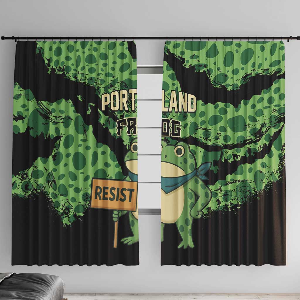 Portland Frog Resist Window Curtain Frogs Against Fascism - Wonder Print Shop