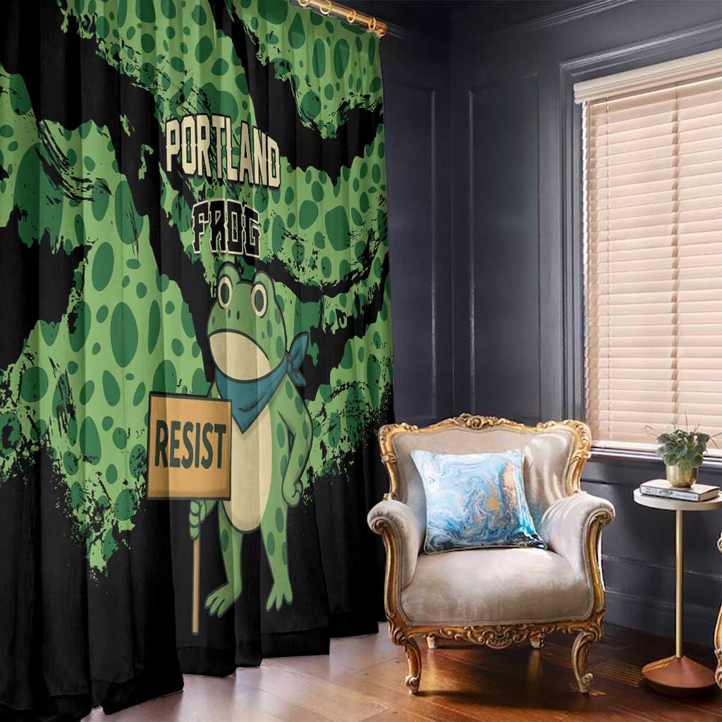 Portland Frog Resist Window Curtain Frogs Against Fascism - Wonder Print Shop