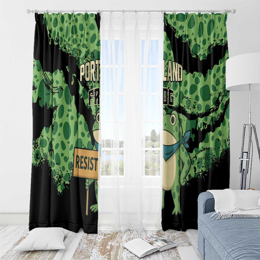 Portland Frog Resist Window Curtain Frogs Against Fascism - Wonder Print Shop
