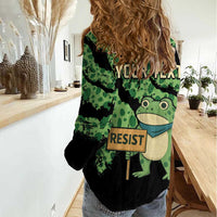 Personalized Portland Frog Resist Women Casual Shirt Frogs Against Fascism - Wonder Print Shop