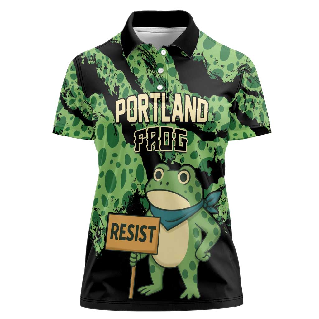 Personalized Portland Frog Resist Women Polo Shirt Frogs Against Fascism - Wonder Print Shop