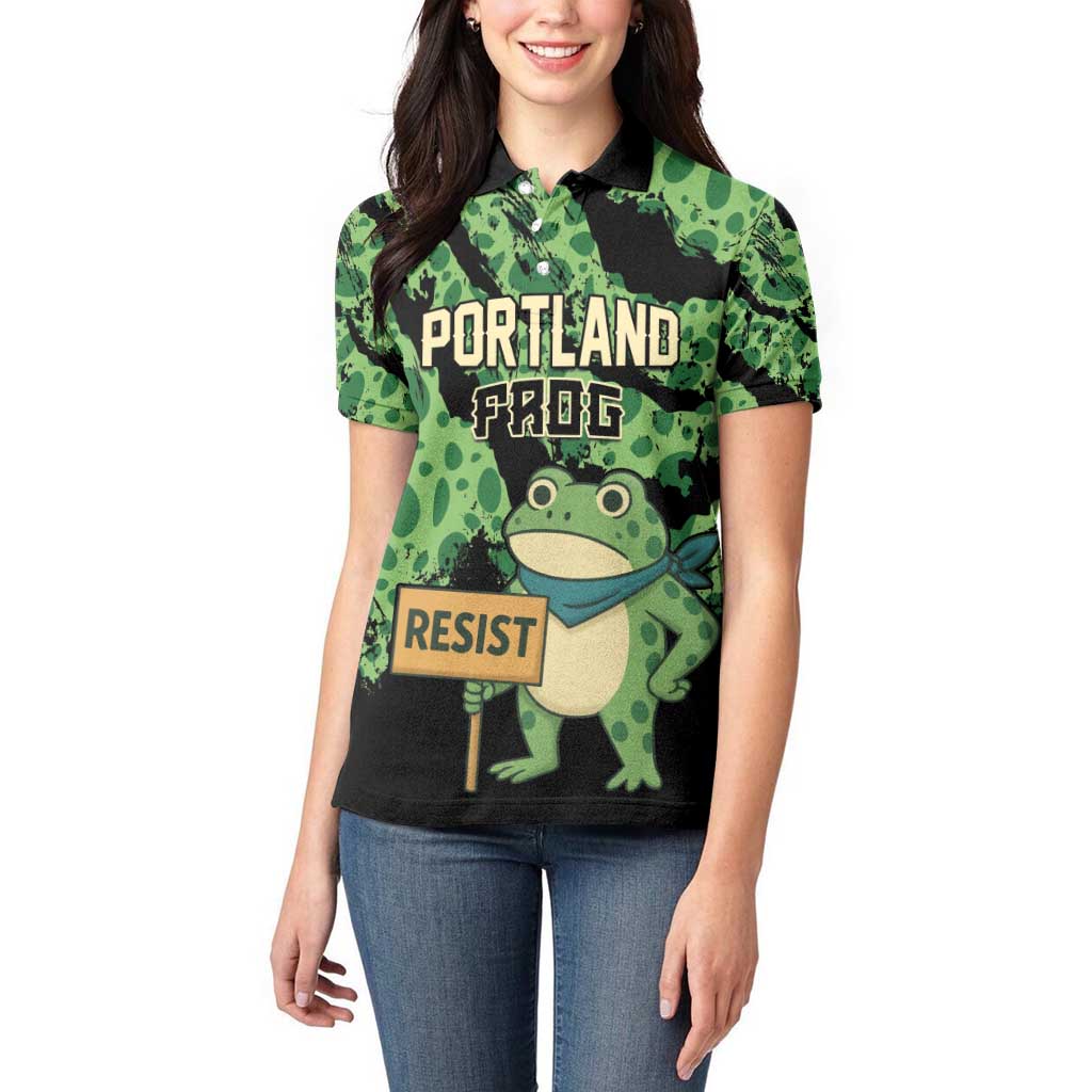 Personalized Portland Frog Resist Women Polo Shirt Frogs Against Fascism - Wonder Print Shop