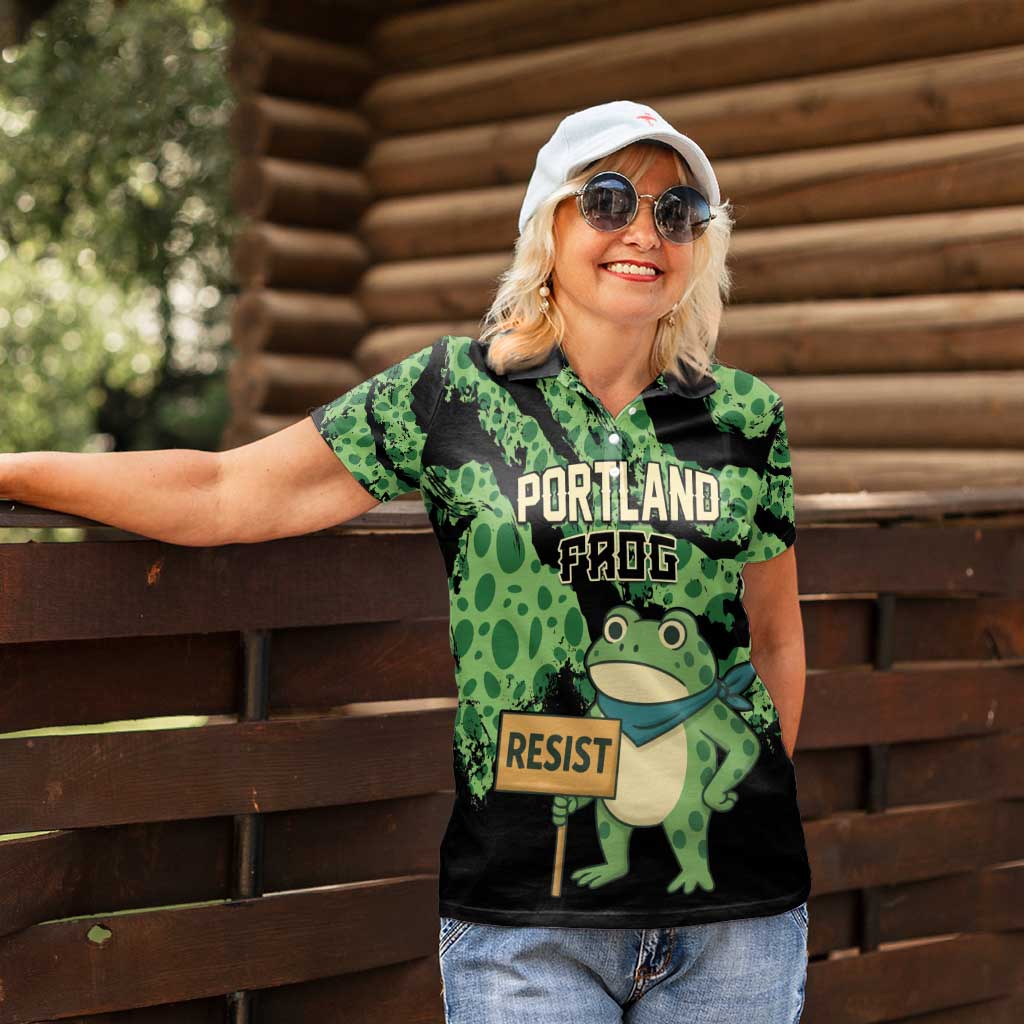 Personalized Portland Frog Resist Women Polo Shirt Frogs Against Fascism - Wonder Print Shop