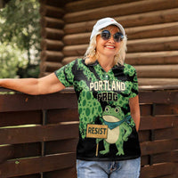 Personalized Portland Frog Resist Women Polo Shirt Frogs Against Fascism - Wonder Print Shop