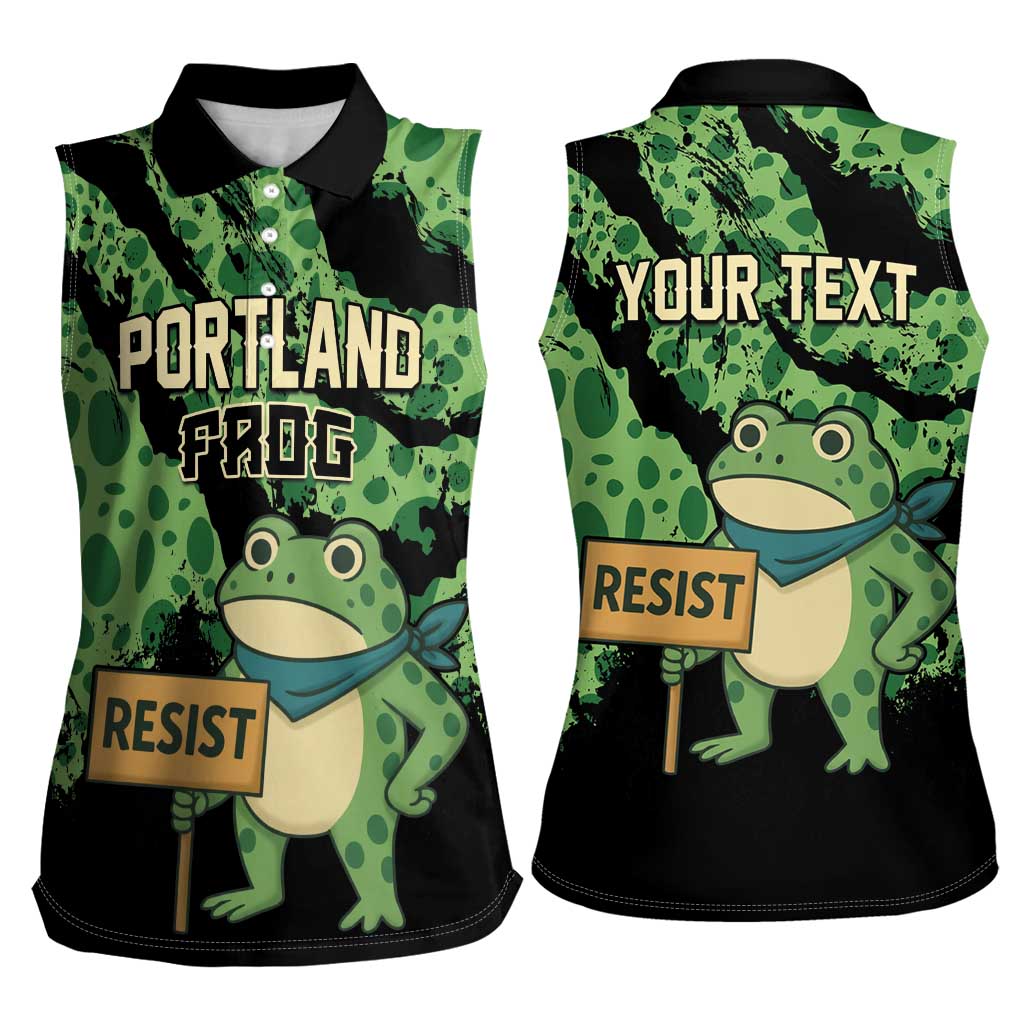 Personalized Portland Frog Resist Women Sleeveless Polo Shirt Frogs Against Fascism - Wonder Print Shop