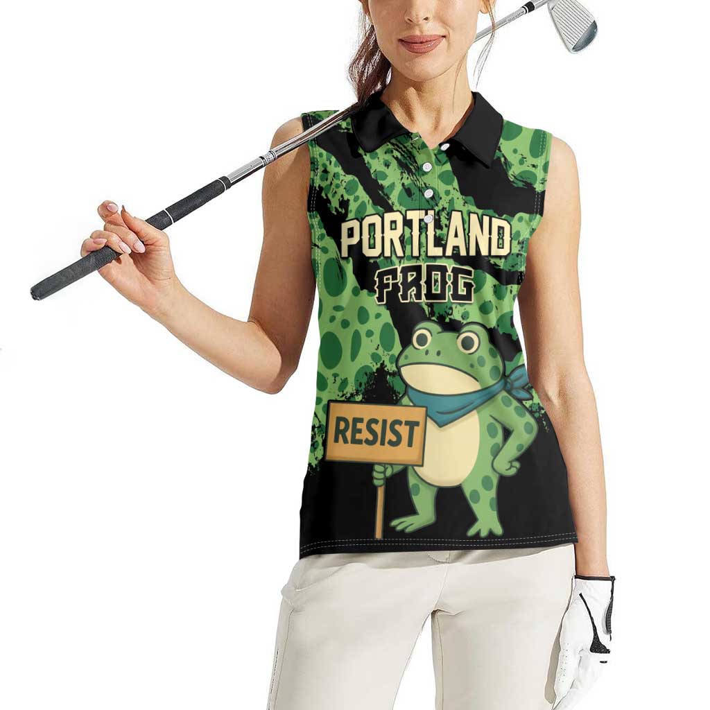 Personalized Portland Frog Resist Women Sleeveless Polo Shirt Frogs Against Fascism - Wonder Print Shop