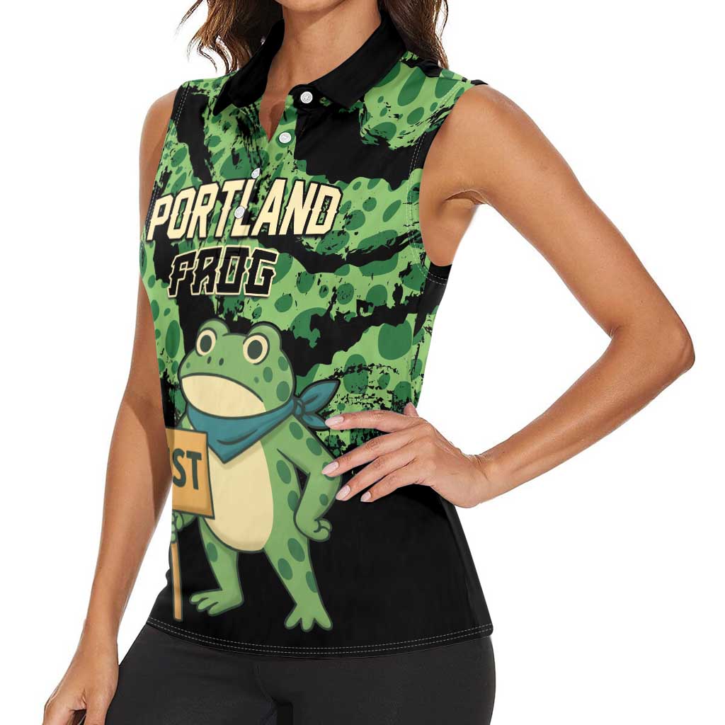 Personalized Portland Frog Resist Women Sleeveless Polo Shirt Frogs Against Fascism - Wonder Print Shop