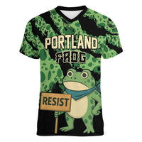 Personalized Portland Frog Resist Women V-Neck T-Shirt Frogs Against Fascism - Wonder Print Shop