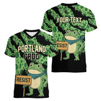 Personalized Portland Frog Resist Women V-Neck T-Shirt Frogs Against Fascism - Wonder Print Shop