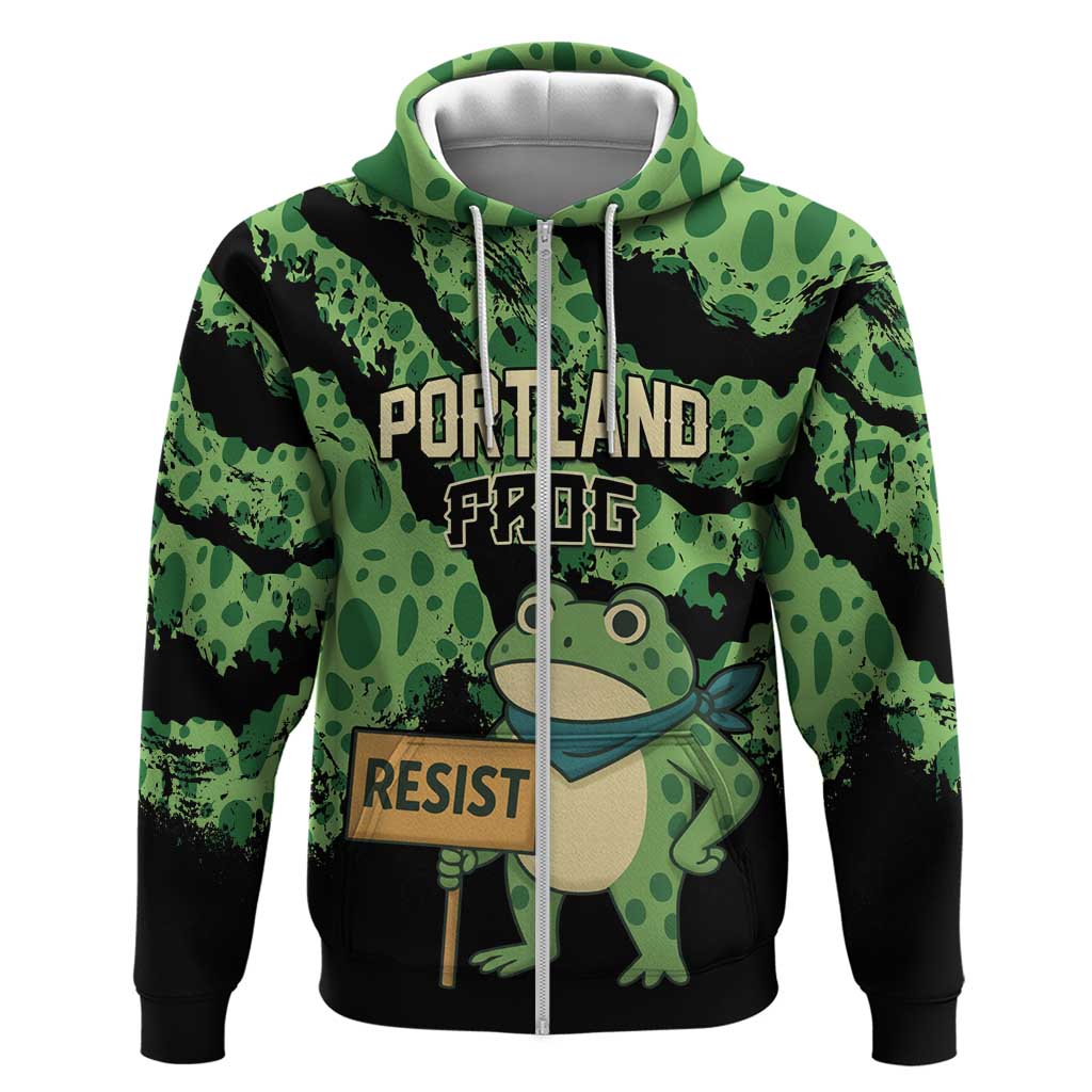 Personalized Portland Frog Resist Zip Hoodie Frogs Against Fascism - Wonder Print Shop