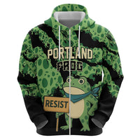 Personalized Portland Frog Resist Zip Hoodie Frogs Against Fascism - Wonder Print Shop