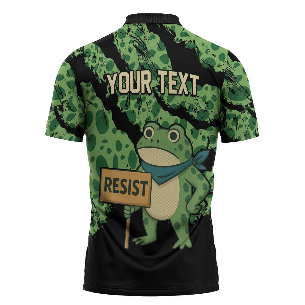Personalized Portland Frog Resist Zipper Polo Shirt Frogs Against Fascism - Wonder Print Shop